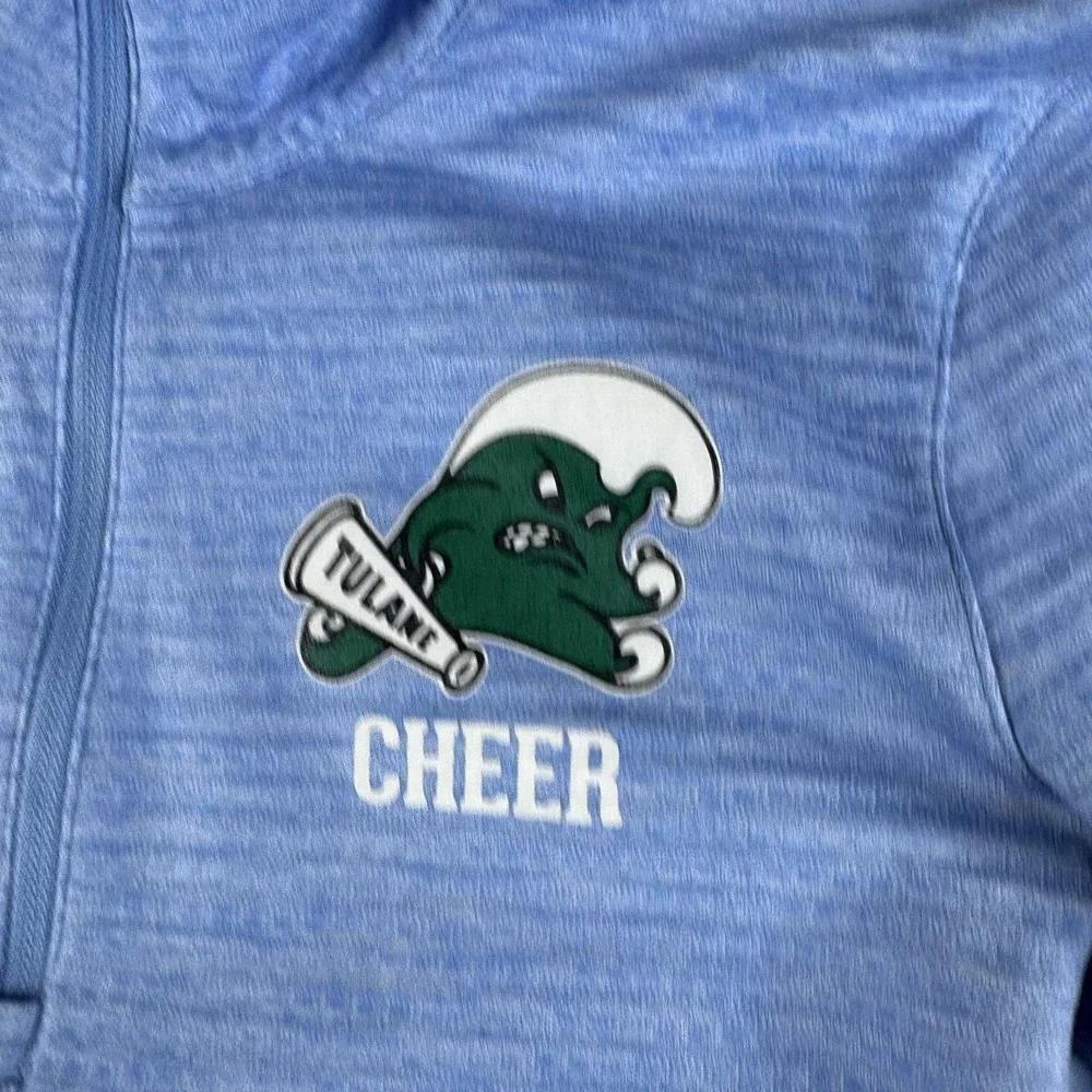 Tulane Green Wave Shirt Womens Medium Blue NCAA Cheer Nike Dri-FIT Quarter Zip